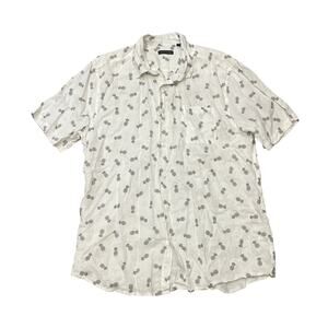 Saks Fifth Avenue White and Gray Casual Button Down Shirt